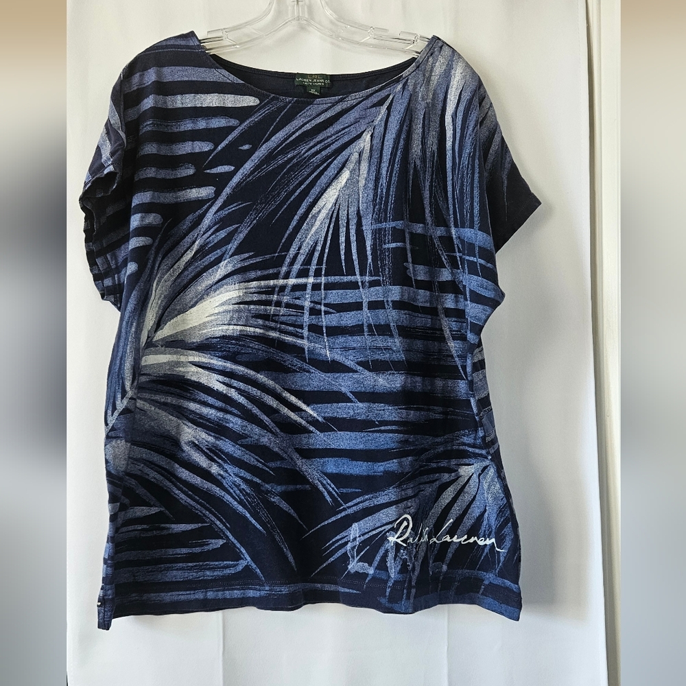 Lauren‎ Ralph Lauren women's cap sleeve palm print top size 2xl